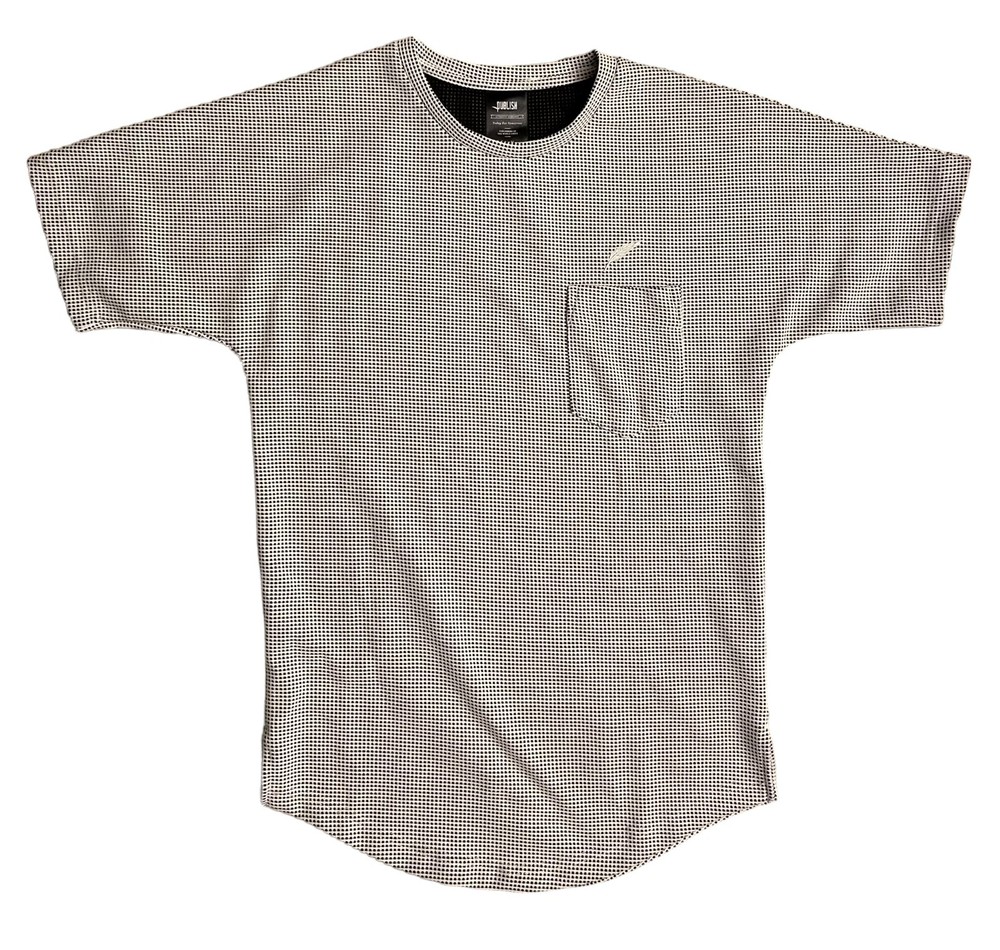 Publish Brand T-Shirt Black & White Streetwear Pocket Side Vent Round Hem Small