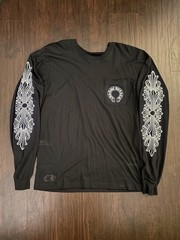 Chrome Hearts Black Long Sleeve Pocket Tee Logo horseshoe floral L Cotton
