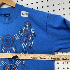 Vintage 90s Indian Dream Catcher Shirt Blue Men Medium Beaded 19×27