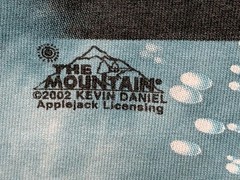 The Mountain Mens T-shirt Vintage 2002 Blue “Shark Attack” Leather Tag XL #6511