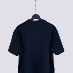 Louis Vuitton LV Embroidery Logo Damier Cotton Pique T-Shirt Navy Blue Size L