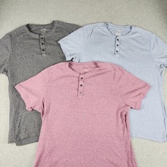 Lot of 3 Apt 9 Henley Shirt Mens L Multicolor Cotton Premier Flex Short Sleeve