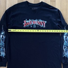 Bad Bunny El Ultimo Tour Del Mundo Shirt Mens L Concert Long Sleeve Flames