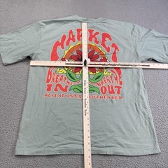 Market Shirt Mens XL Green Psychedelic Flower Mushroom Yin Yang Graphic Tee