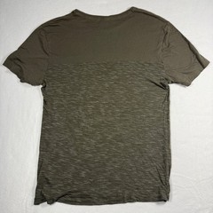 AllSaints Pavant Crew T-Shirt XL Olive Green Space Dye Paneled Slub MD014G