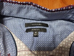 Tahari Men’s M stretch long sleeve shirt purple button up square print NWT