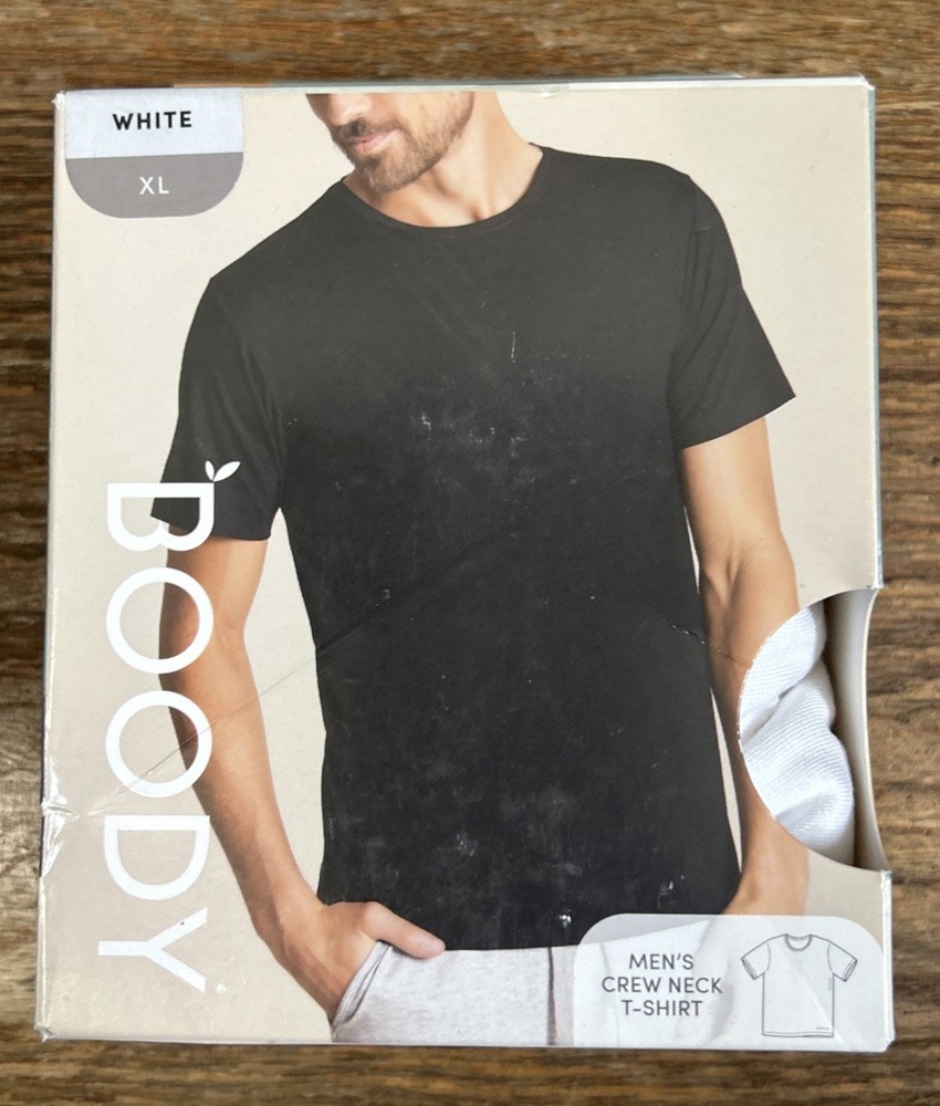 BOODY MENS CREW NECK T-SHIRT Size XL White NEW Ship From USA