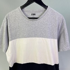 CSG Mens Colorblock Short Sleeve T-Shirt Gray White Black XL 100% Cotton Tee
