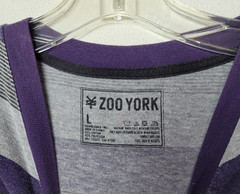 Zoo York T-Shirt Mens Large Purple Gray Striped V-Neck Cotton Poly Blend casual