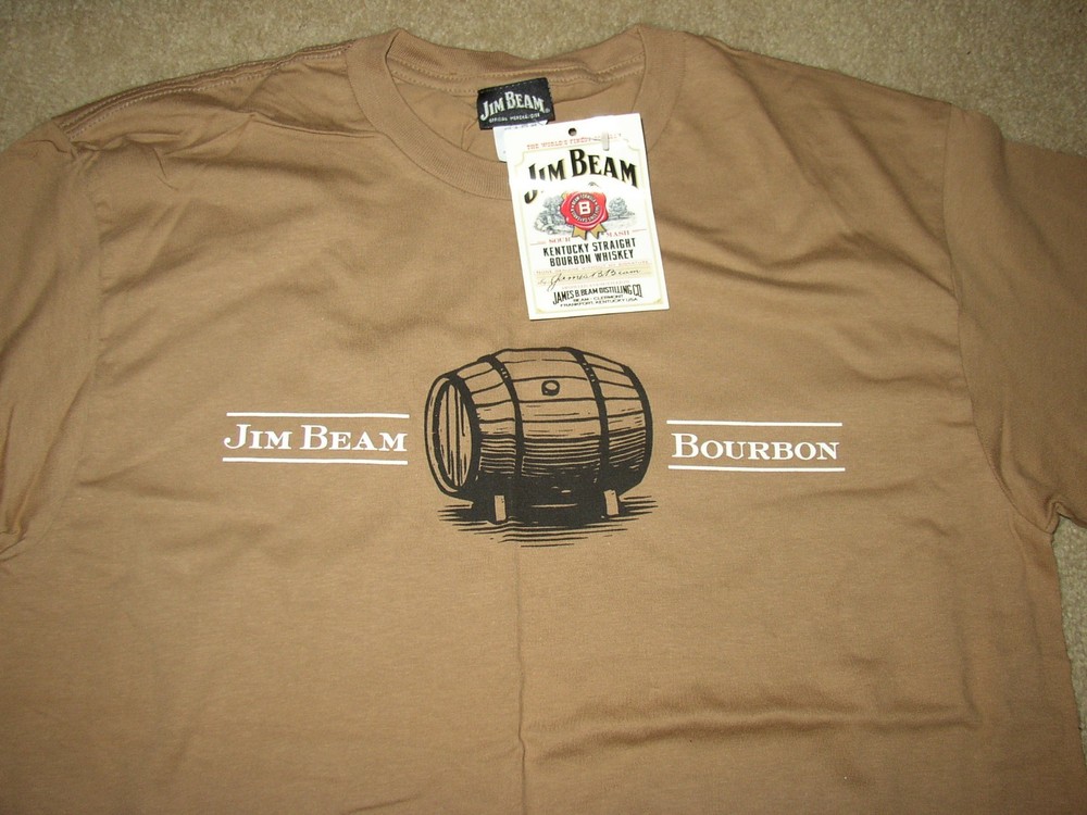 NWT Vintage Jim Beam Bourbon Barrel T-Shirt SZ LG NOS Brown