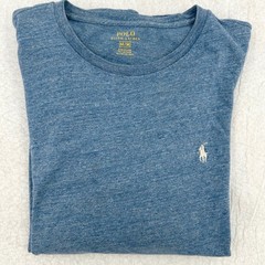Mens Long Sleeve T-Shirt M Blue Heathered Embroidered Pony Polo Ralph Lauren