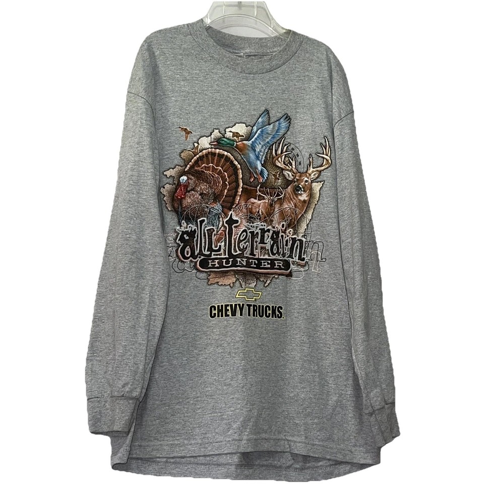 Vintage 90s hunting t shirt chevy all terrain crewneck mens size L guc e2200