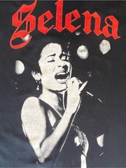 Official Selena Quintanilla Graphic T-Shirt Black/Red Gothic Font Large Unisex