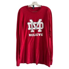 MATER DEI HIGH SCHOOL Men’s Red MD BELIEVE Long Sleeve T-Shirt (X-LARGE)
