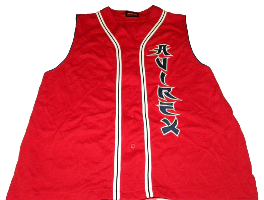 Avirex Red Sleeveless Baseball Jersey 3X Kanji Back Vintage Streetwear