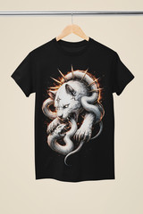 Panther vs Snake T-Shirt Unisex White Big Cat Serpent Battle Black Graphic Tee