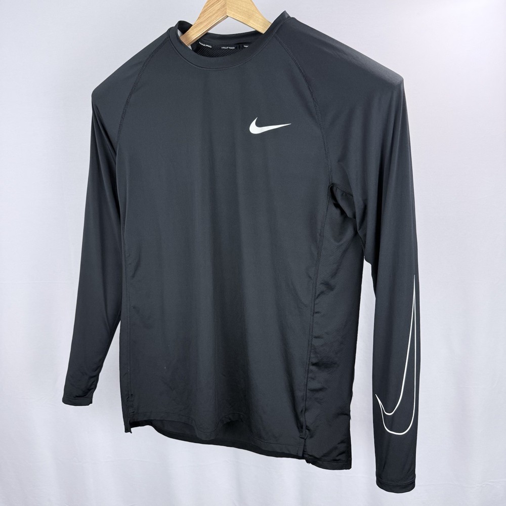 Nike PRO Athletic Long Sleeve Shirt Mens XL Slim Fit Black Stretch DRI-FIT