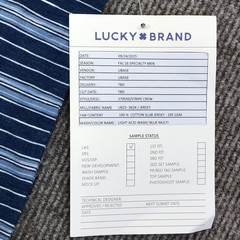 Lucky Brand Shirt Mens Medium Blue Stripe Tee Tagless Cotton Jersey Sample