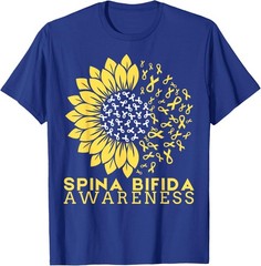 Spina Bifida Awareness Month Sunflower Ribbon T-Shirt