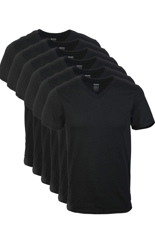 6 Pack Gildan V-Neck T-Shirt Short Sleeve Men’s Style G1103 Size M