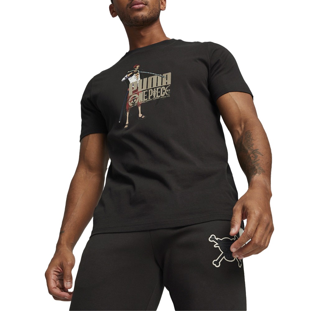 PUMA X One Piece Graphic Crew Neck Short Sleeve T-Shirt Mens Black Casual Tops
