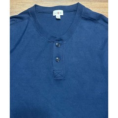 J Crew Oarsman Heritage Brushed Rib Knit Henley Base Layer Shirt Navy Sz XL