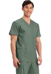 Scrub top for Men V-Neck with 3 Pockets, Knit Details, Soft, Durable, Breatha…