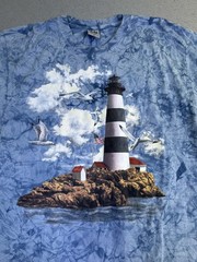 Back To Earth Shirt Mens XL Tie Dye Lighthouse Seagulls Graphic Long Sleeve