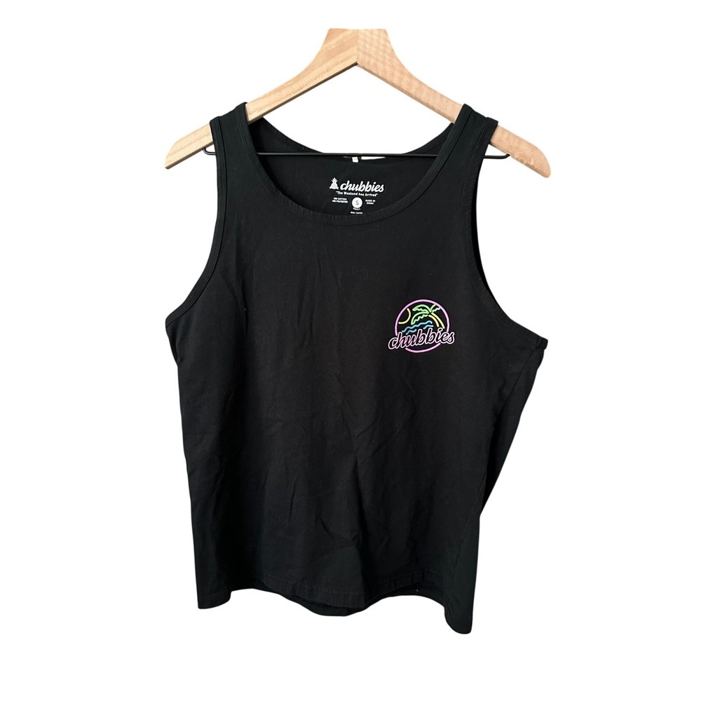 Chubbies Men’s Neon Dream Tank Top Small Black