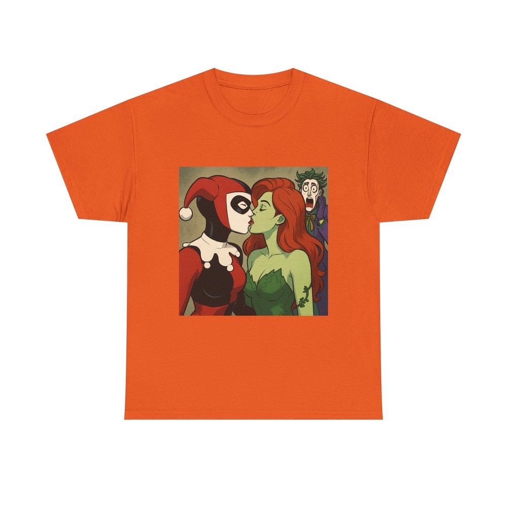 Harley Quinn Kissing Poison Ivy Joker Shocked Tee Unisex T-Shirt Batman Comic St