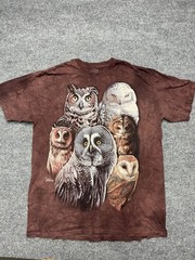 The Mountain T-Shirt Mens XL Owl BIG Print Tie Dye Brown 2000’s Y2K Animal Print