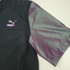 PUMA Men’s Color Block Image Tee Black Iridescent Purple Color Shift Size L