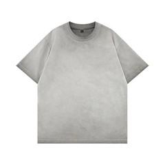 Mens Gradient Washed Loose Crew Neck Tee Streetwear Vintage Distressed Oversized