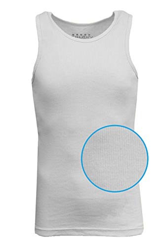 GALAXY BY HARVIC MENS HEAVY-WEIGHT RIBBED TANK TOP – SIZE: MEN L – WHITE