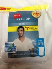 Hanes Premium Men’s 7pk V-Neck T-Shirt – White – FreshIQ Size S (34-36)