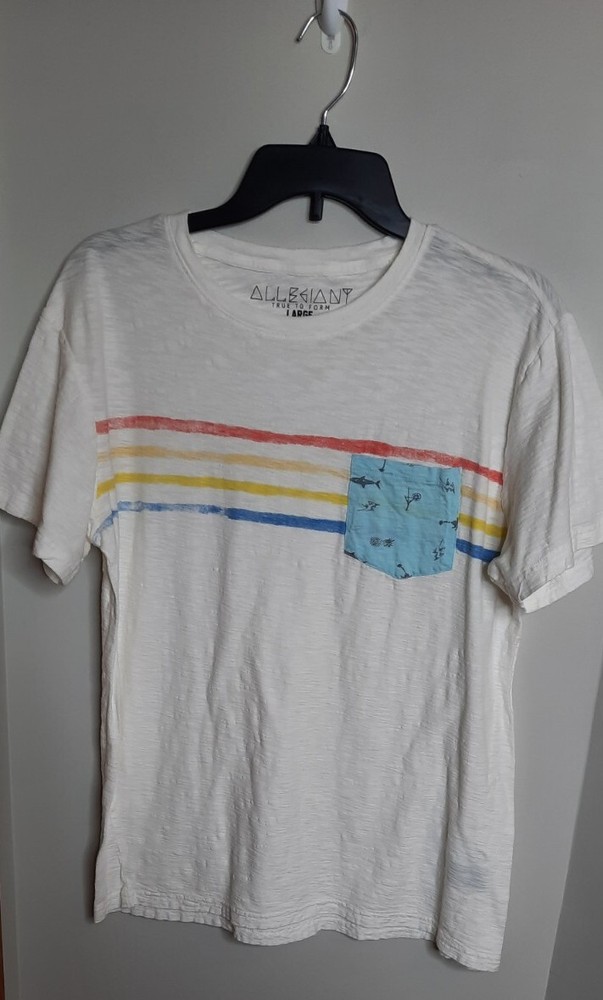 Allegiant True To Form Mens Crew Neck T Shirt Pocket Tee Size L White Beachy