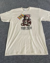 Teddy Fresh Bear Graphic T Shirt NWT Size M Cream 100% Cotton Unisex Streetwear