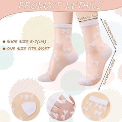 10 Pairs Sheer Socks Striped Plaid Mesh Dot Bow See Through Transparent