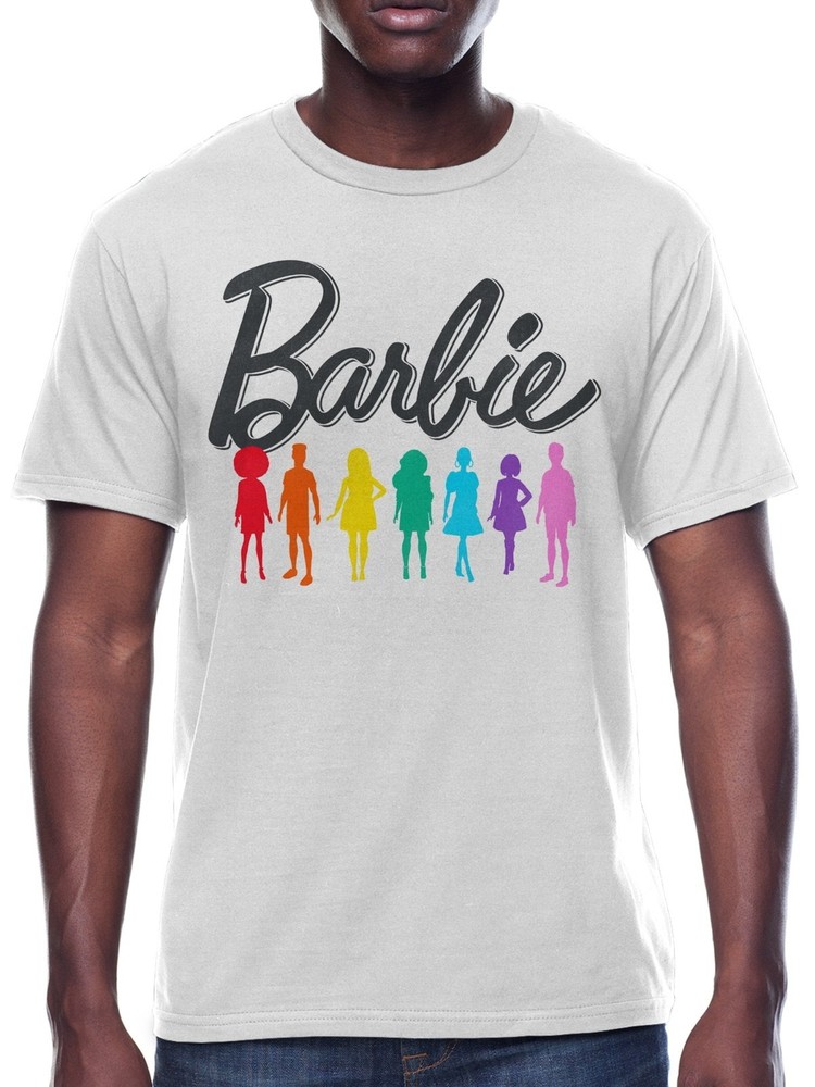 NEW Barbie White Fashionistas Rainbow t-shirt Men’s size XL Extra Large UniSex