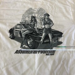 Bullhead White Cotton Graphic Print “Assume The Position” Crew Neck Tee M
