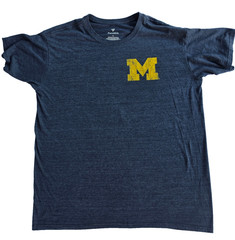 Michigan Wolverines T Shirt Men’s 2XL Gray Distressed Logo Fanatics NCAA
