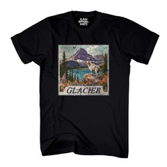 Glacier National Park Shirt Montana Stamp T Shirt Camping Hiking Wildlife Nature