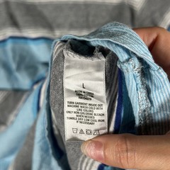 Aeropostale T-Shirt Mens Size L Blue Grey Striped Crew Neck Short Sleeve Casual