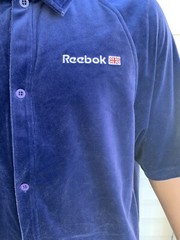 Reebok Classic Men’s Vintage Retro velvet like blue button down shirt top