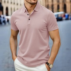 Men’s Breathable Solid Color Polo Shirt Summer Casual Business Top Tee Gift
