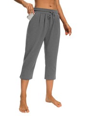 Women Capri Yoga Pants Loose Joggers Drawstring Sweatpants with Pockets