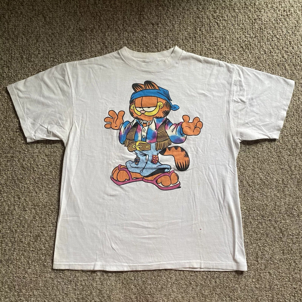 Garfield White Color Heavy Cotton All Size Shirt Gift Halloween BL286