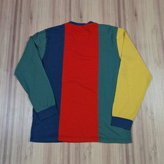 Teddy Fresh Shirt Mens Medium Color Block Pullover Spellout Embroidered Retro