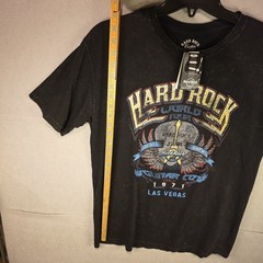 Hard Rock Cafe Guitar Co World Tour 50 Yrs Black Acid Wash Las Vegas Shirt XL