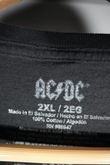 AC/DC Back In Black World Tour 1980-1981 Men’s Black T-Shirt Size 2XL